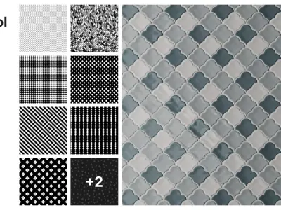 Scalloped Fan Tiles in Straight Set Layout Texture