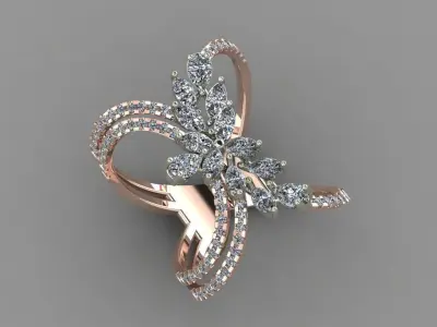 Marquies And Pear With Daimonds Beautiful Ring 3D Print Model 3D print model