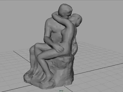 The Kiss Rodin sculpture Low-poly 3D model