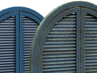 Louvered Painted Door game ready asset Low-poly 3D model