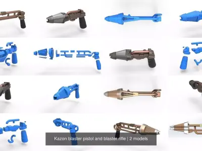 Kazon blaster pistol and blaster rifle 3D Model Pack