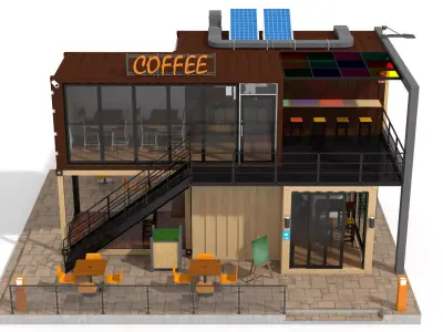 Shipping Container Coffee Shop 3D model