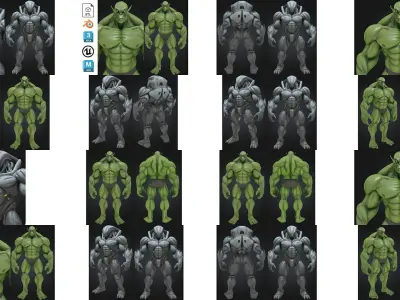 34 Game-Ready Sci-Fi Creatures Stylized Alien Warrior Pack