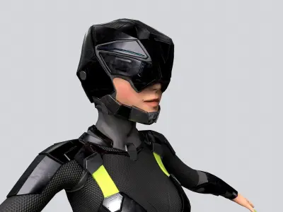 Girl character sci fi  Low-poly 3D model