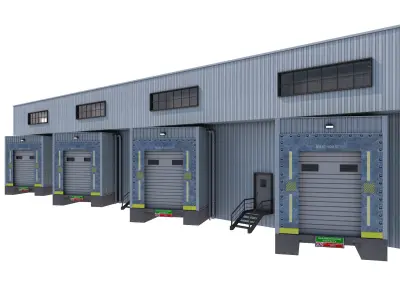 industrial building warehouse 4 Low-poly 3D model