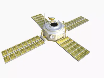 Satellite H02 White Gold - SciFi Space Design Low-poly 3D model