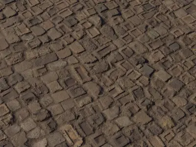 Cobblestone Courtyard With Mud PBR Texture Texture