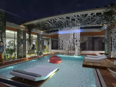 swimming pool and small gym 3D model