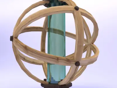 Wooden spherical lamp Low-poly 3D model