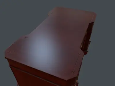 PBR Realistic Desk wooden with drawers Low-poly 3D model