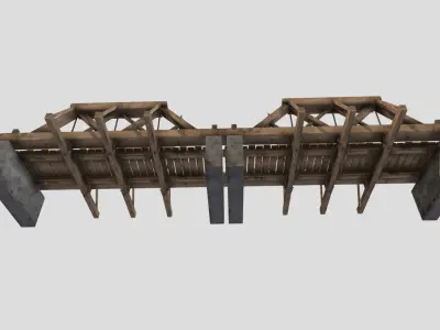 Wooden Bridge Low-poly 3D model