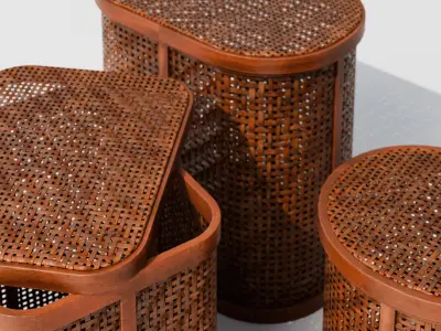 Wicker Bins Set Low-poly 3D model