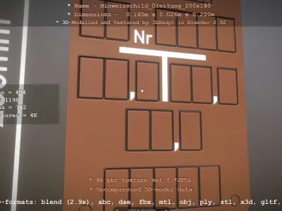 Hinweisschild Oelleitung 200x140mm Low-poly 3D model