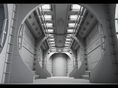 Sci-fi Corridor- 01- Interior - Exterior- High detail 3d models Low-poly 3D model