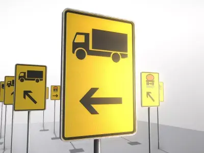 Verkehrszeichen - Umleitungsschilder 2 Low-poly 3D model