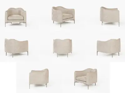Armchair person lounge chair Low-poly 3D model