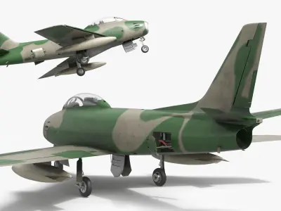  Single Seat Jet Fighter Camouflage Green with Interior 