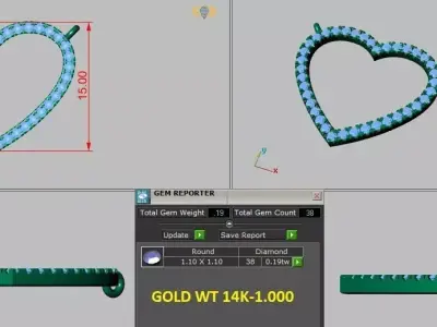 Heart Pendant 3D print model 8