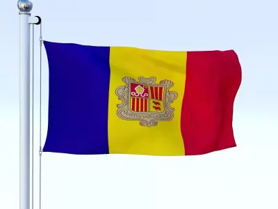 Animated Andorra Flag Low-poly 3D model