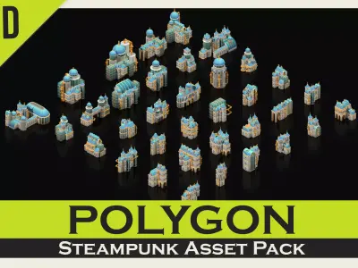  Steampunk Asset pack Low-poly 3D model