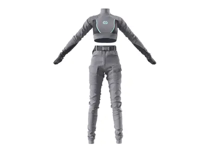 Scifi futuristic girl outfit 3D model