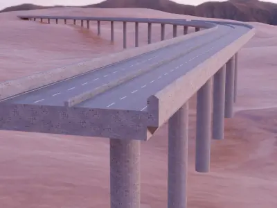 Freeway bridge in middle of desert 3D model