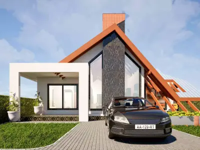 Bungalow Exterior And Interior 3D model