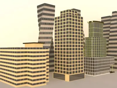 Skyscraper Collection Game-Ready Low-poly 3D model