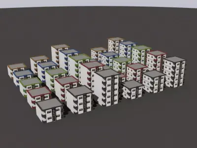 Cartoon Building Low Poly Building C 30 Variant Low-poly 3D model