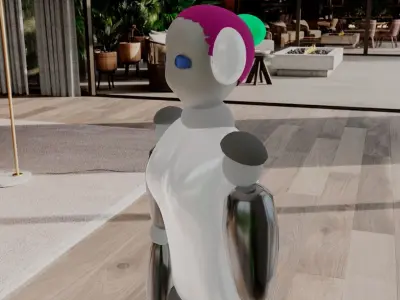 Simple female robot Low-poly 3D model