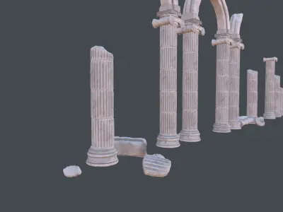 Modular Ruined Columns PBR Low-poly 3D model