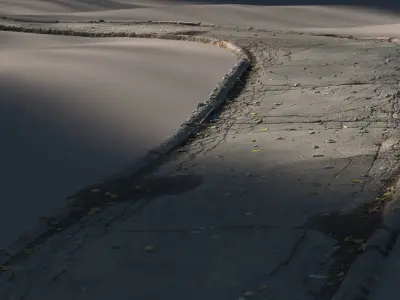 Cracked asphalt path 3D model