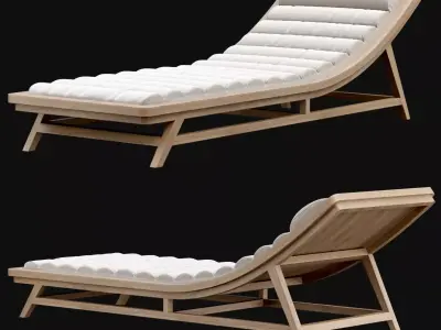 Wooden outdoor chaise lounge L15  3D model