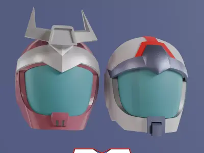 char aznable and amuro ray gundam zeon pilot helmet pack 3D print model