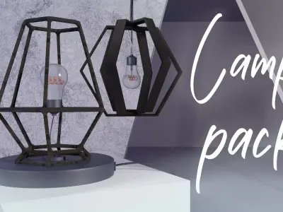 Realistic lamp pack 3X PBR cycles eevee Low-poly 3D model