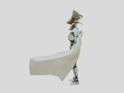 Cybernetic Soldier with Avian Companion Low-poly 3D model