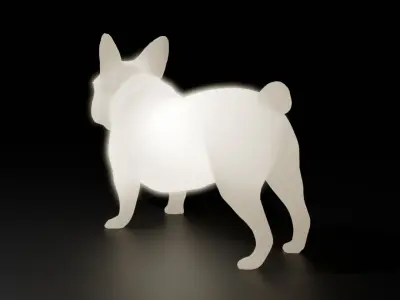 Indirect lighting for French bulldog 3D model