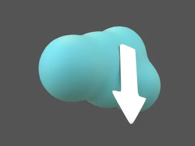 Cloud Download Icon v1 009 Low-poly 3D model