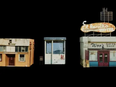 Old building collection V1 Low-poly 3D model