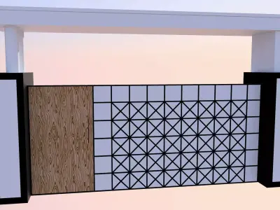 Modern metal gate with wooden door Free 3D print model