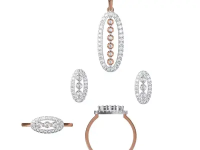 Light wt Ring Earrings Pendant set stl jcd 1-render details 3D print model