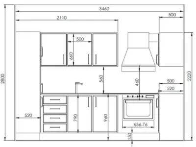 kitchen with cabinets and floor 3D model