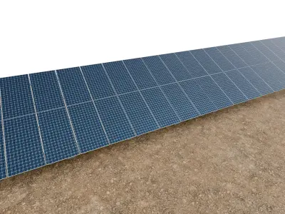Lowpoly Ground Mounted Solar Panels-19 Rows of PV Modules Low-poly 3D model