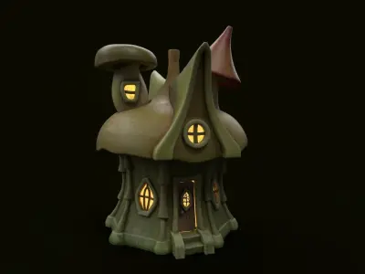 Mushroom Fairy House Low-poly 3D model