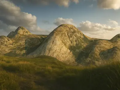 Realistic 3D Mountain Terrain Game Ready Landscape Model  Low-poly 3D model