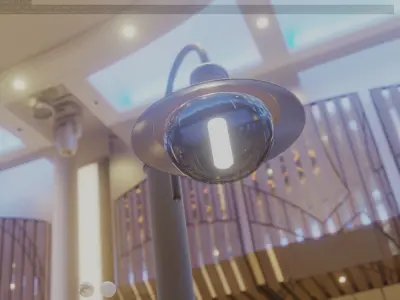 Street Light -7- Matt Black Version -1 Lamp- Low-poly 3D model