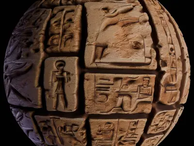 Collection of Carved Egyptian Hieroglyphs  PBR Vol 3 Texture