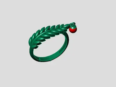Wheat-Ring gold leaf ring 3D print model