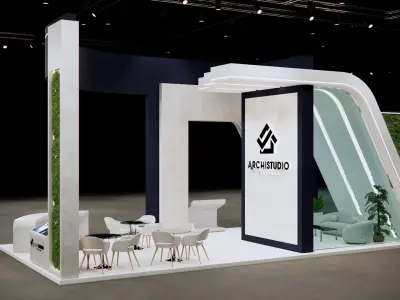 Booth Exhibition Stand Stall 12m x 6m render ready 3D model  3D model