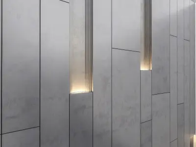 3dwall-panel-01 room with concrete walls and wooden floors 3D model